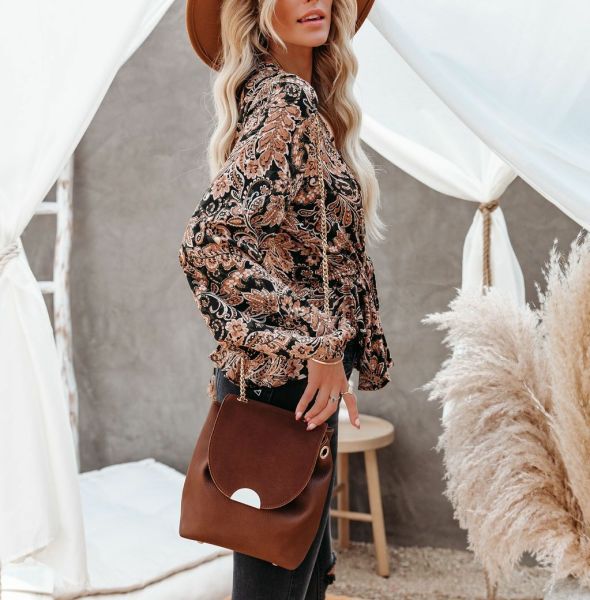 BLACK-BROWN-PRINTED BLOUSE