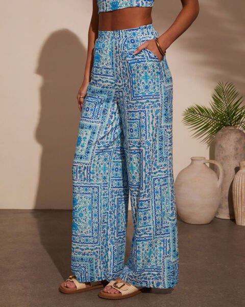 BLUE-PRINTED PANTS