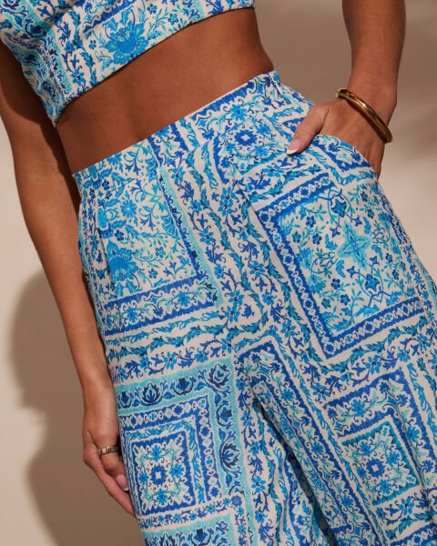 BLUE-PRINTED PANTS