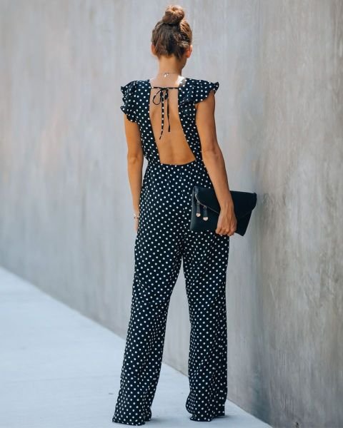Jumpsuıt Black-Polka-Dot Nd22509