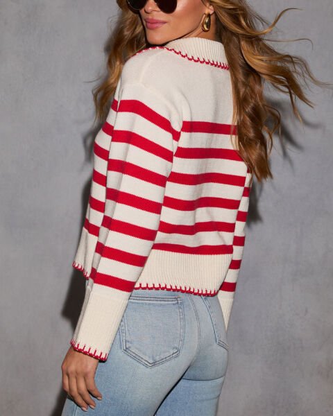 CREAM-RED SWEATER