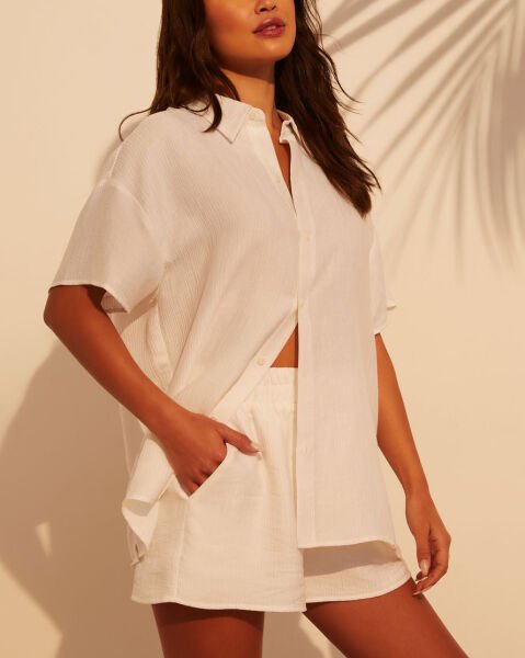 ECRU SHIRT AND SHORTS SET