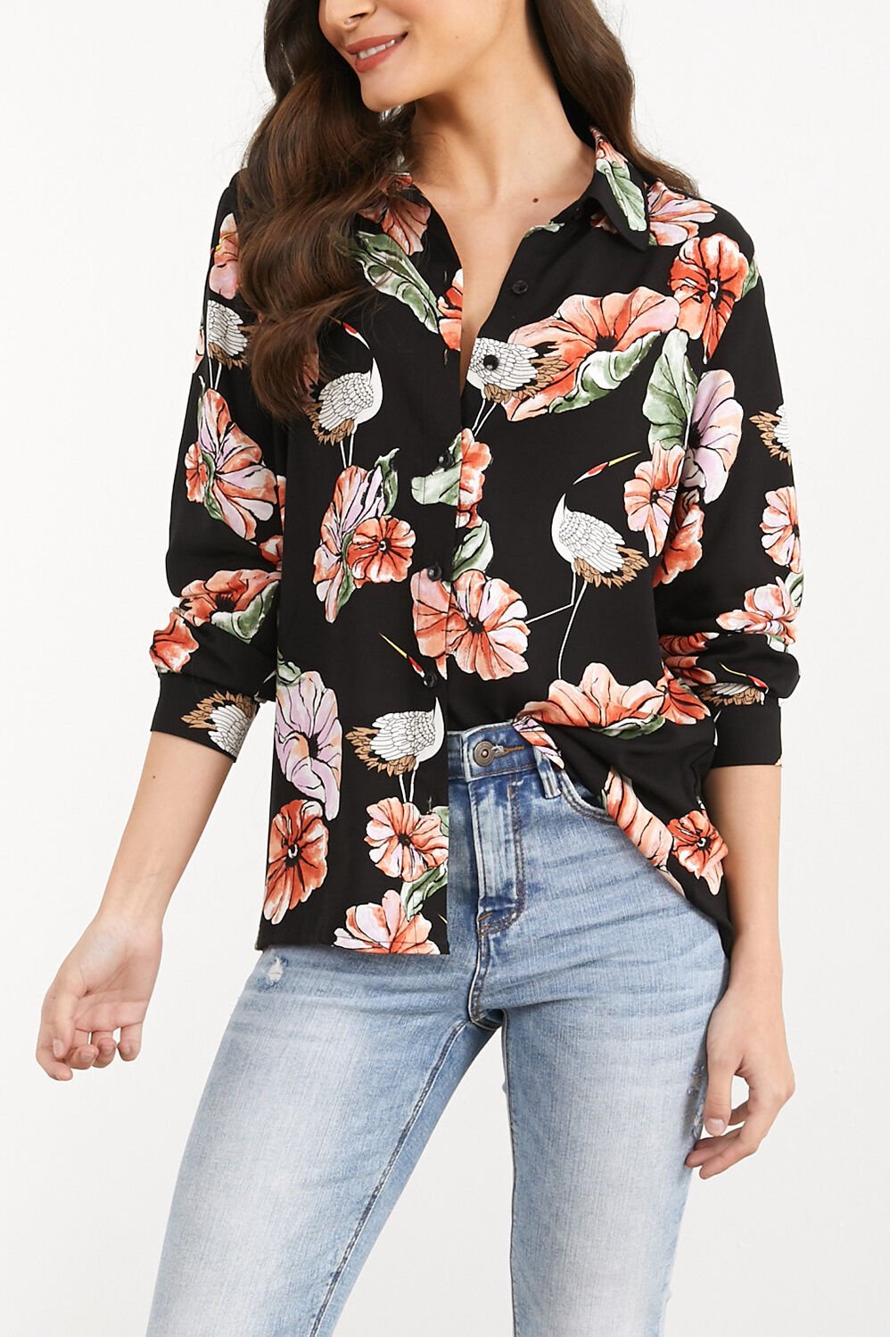 BLACK-FLORAL SHIRT