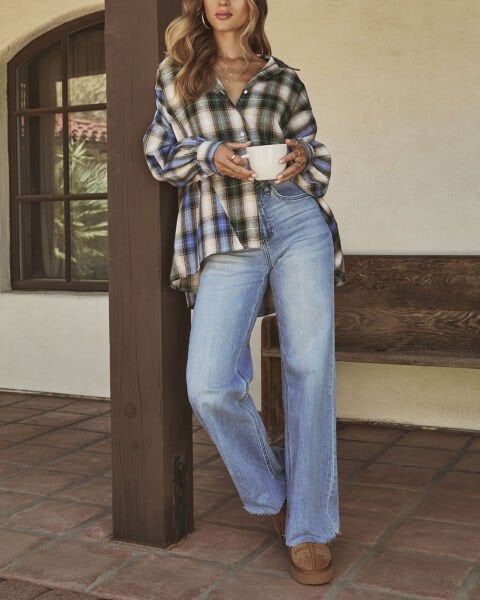 GREEN-BLUE-PLAID SHIRT