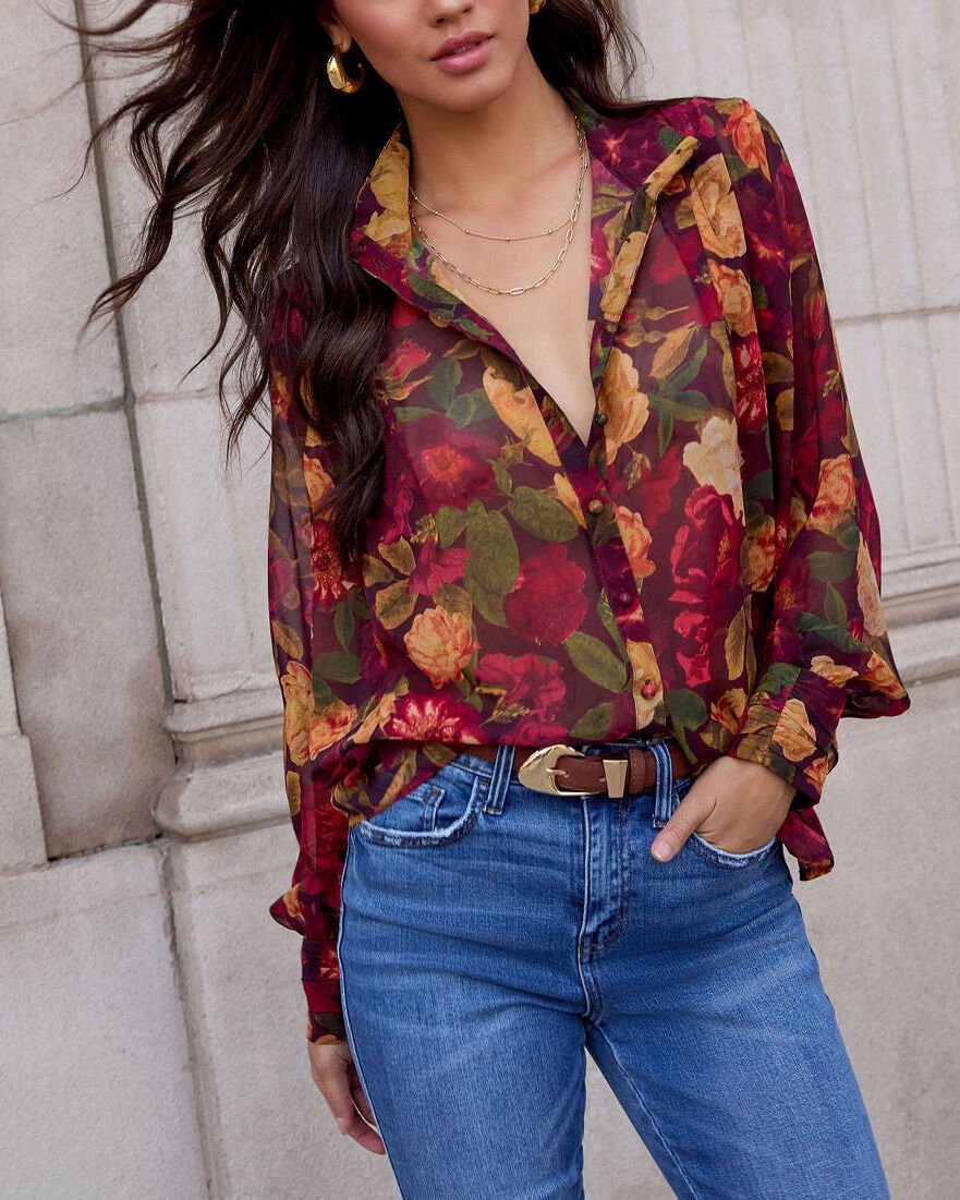 RED-FLORAL SHIRT