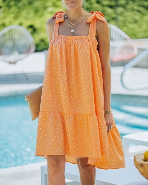 ORANGE-POLKA-DOT DRESS