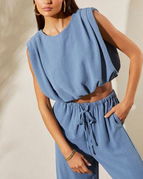 LAVENDER CROP-TOP AND PANTS SET