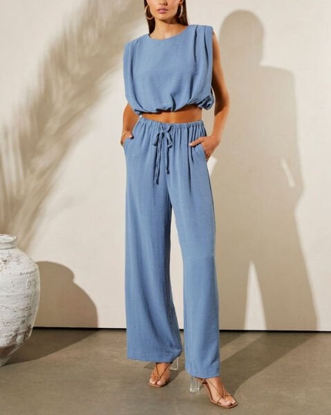 LAVENDER CROP-TOP AND PANTS SET