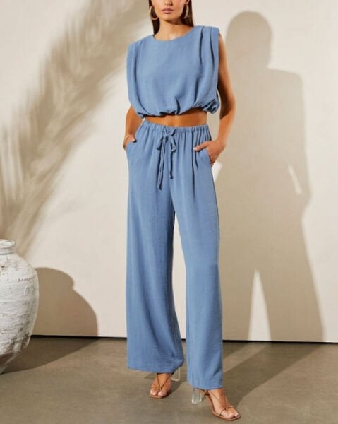 LAVENDER CROP-TOP AND PANTS SET