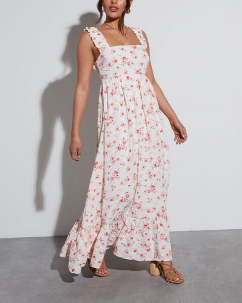ECRU-RED-FLORAL DRESS
