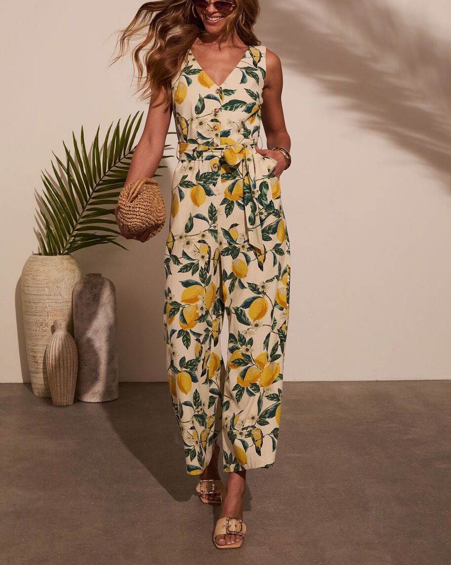 LEMON-GREEN-PRINTED JUMPSUIT