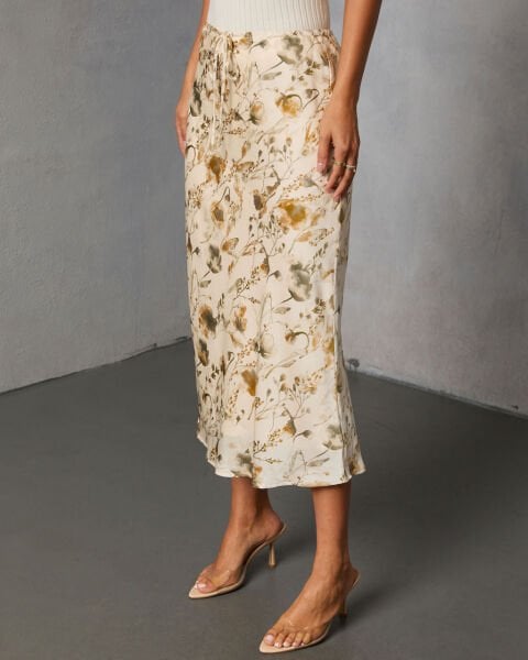 ECRU-FLORAL SKIRT