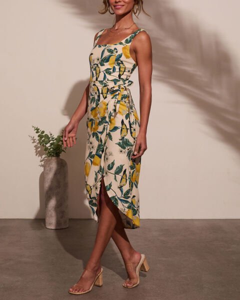 LEMON-GREEN-PRINTED DRESS