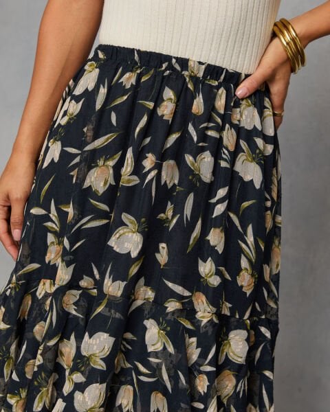 BLACK-FLORAL SKIRT