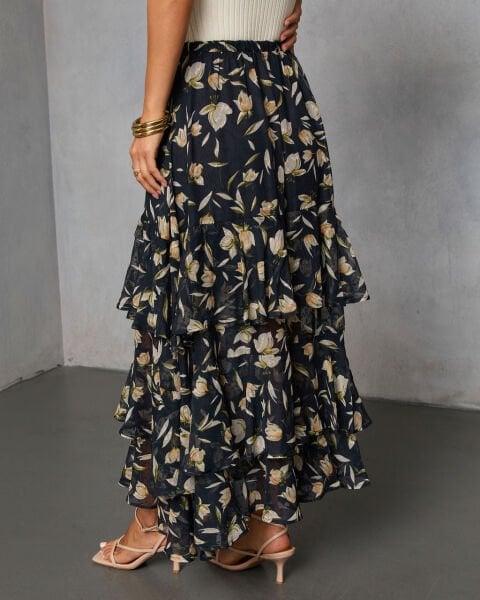 BLACK-FLORAL SKIRT