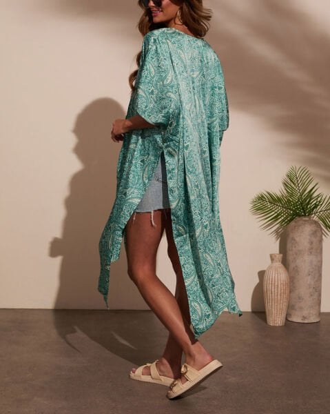 MINT-FLORAL KIMONO