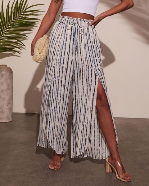 WHITE-NAVY-STRIPED PANTS