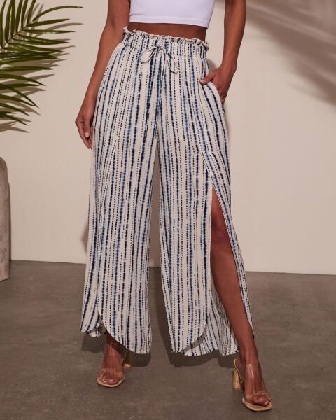 WHITE-NAVY-STRIPED PANTS