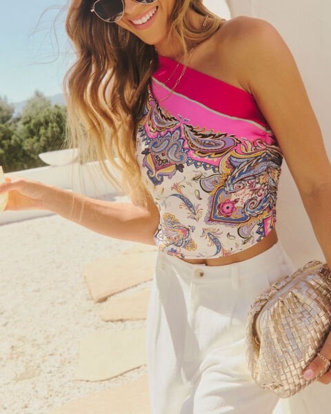 PINK-PURPLE-PRINTED TANK-TOP