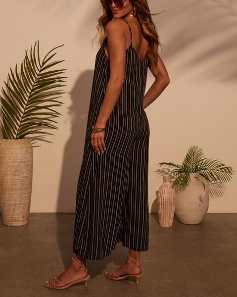 BLACK-BEIGE-STRIPED JUMPSUIT