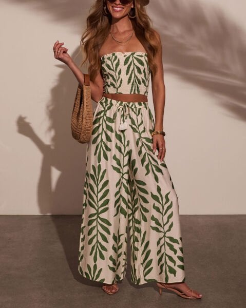 OLIVE-ECRU-PRINTED PANTS