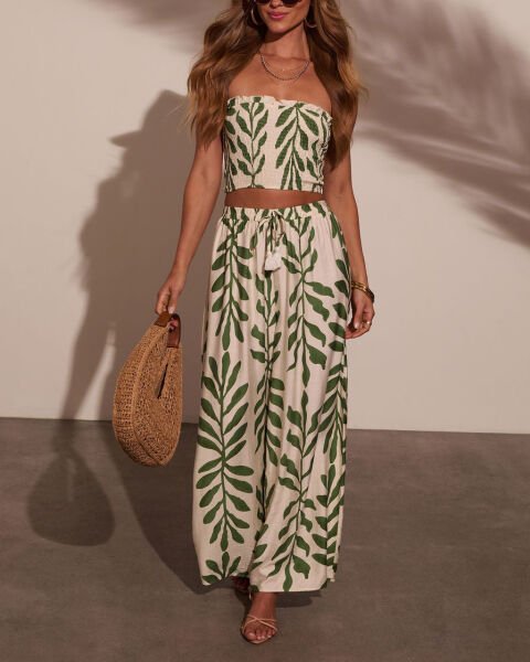 OLIVE-ECRU-PRINTED PANTS