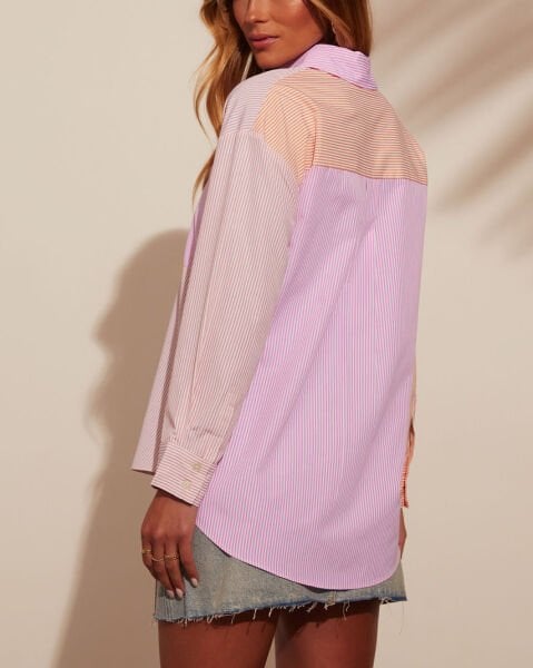 PEACH-PINK-STRIPED SHIRT