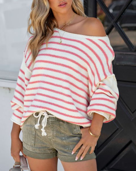 ECRU-PINK-STRIPED SWEATERS