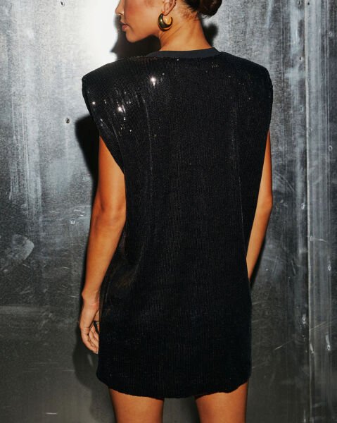 BLACK-SEQUINED DRESS