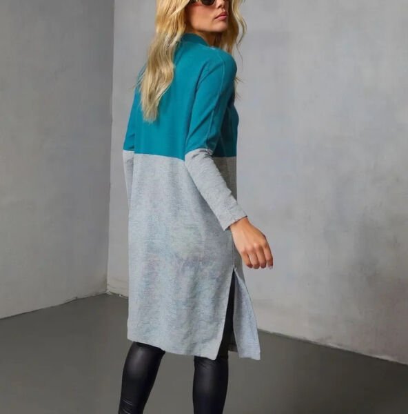 TEAL-GREY CARDIGAN M - TEAL-GREY