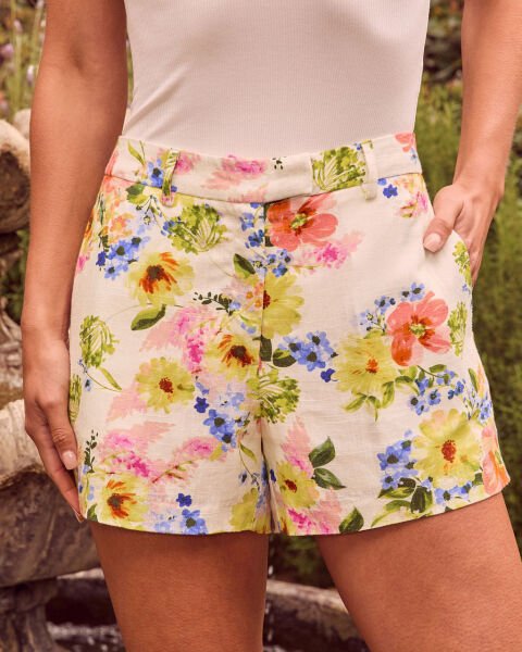 ECRU-PINK-FLORAL SHORT