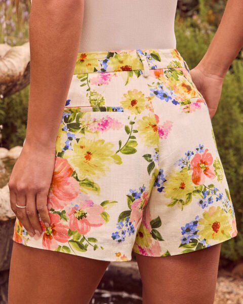 ECRU-PINK-FLORAL SHORT