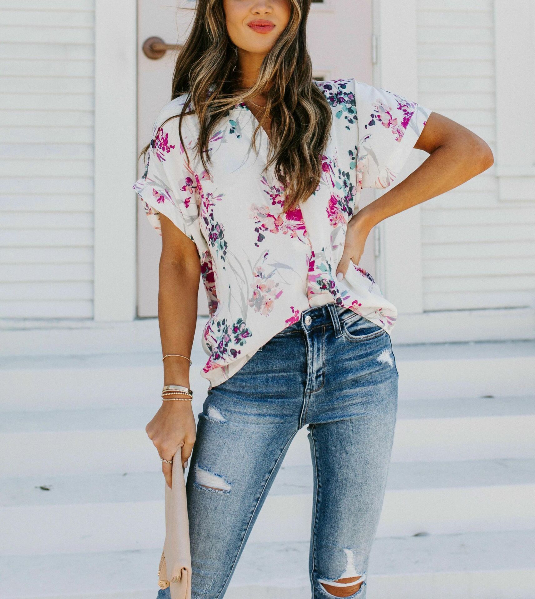 Blouse Ecru-Floral Nd20594