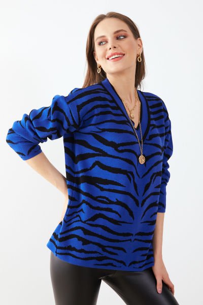 Royal-Blue-Black Sweater