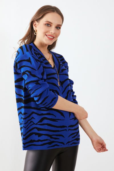 Royal-Blue-Black Sweater