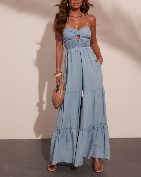LIGHT-BLUE JEANS DRESS L - LIGHT-BLUE
