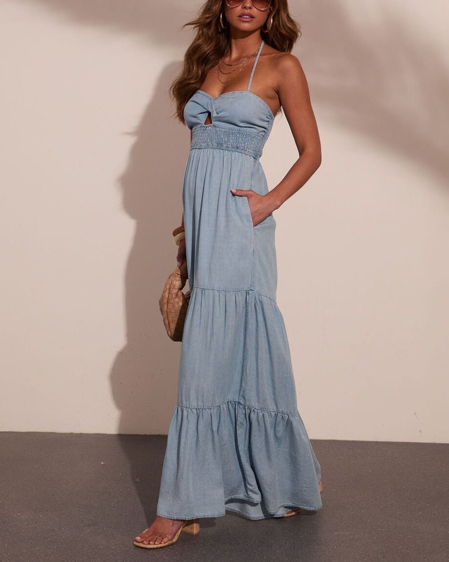 LIGHT-BLUE JEANS DRESS XL - LIGHT-BLUE