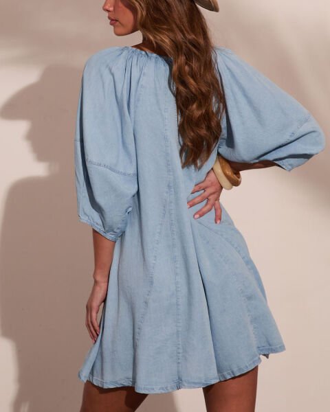 LIGHT-BLUE JEANS DRESS M - LIGHT-BLUE