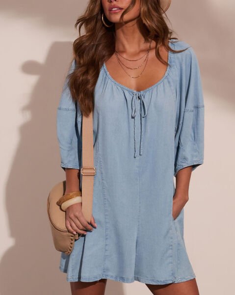 LIGHT-BLUE JEANS DRESS M - LIGHT-BLUE