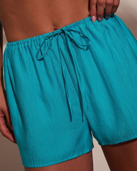 TURQUOISE SHIRT-SHORT-SET