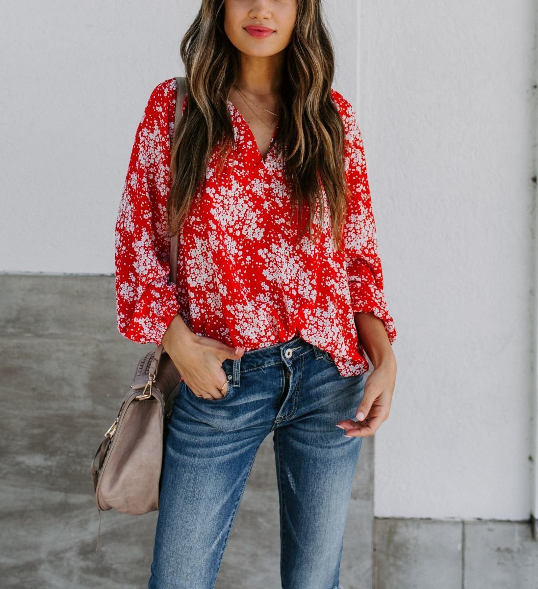 Blouse Red-Floral Nd21282