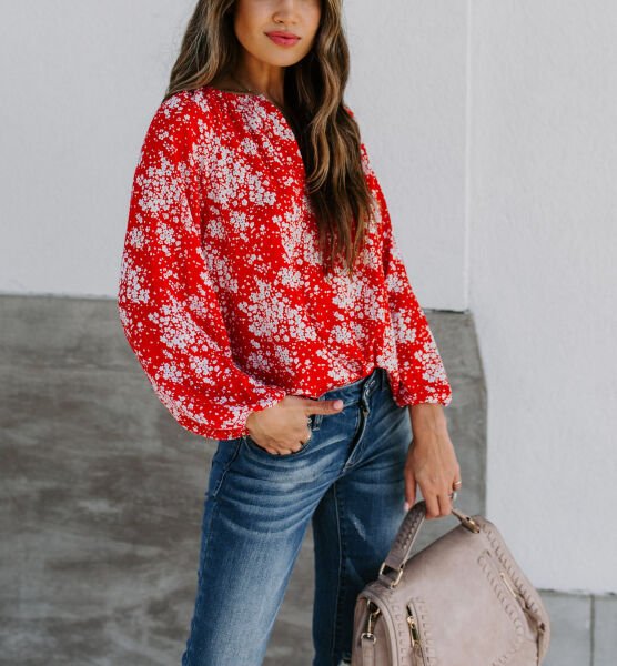 Blouse Red-Floral Nd21282