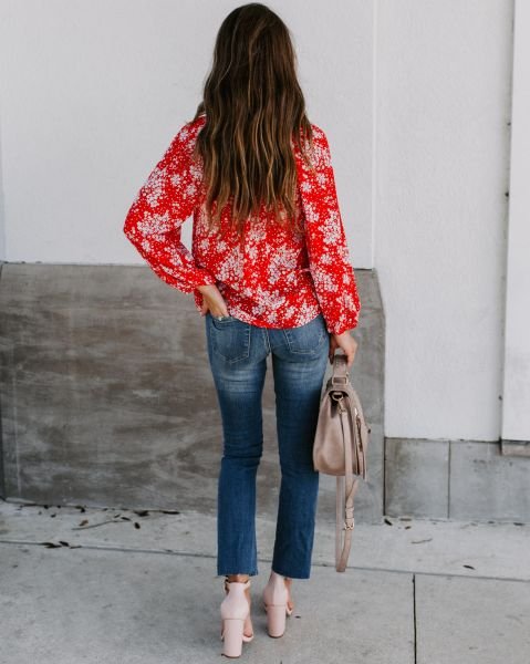 Blouse Red-Floral Nd21282