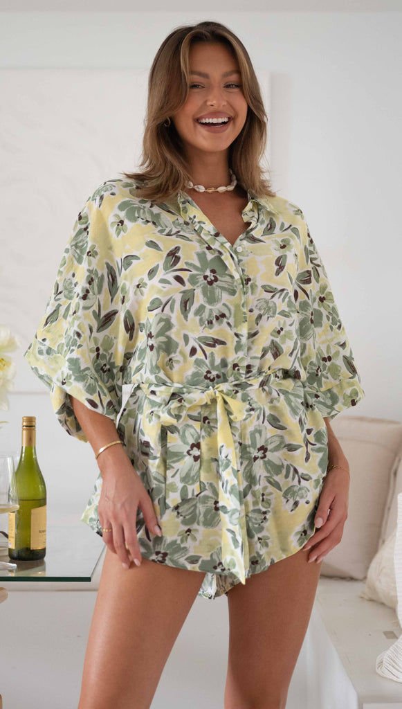 GREEN-YELLOW-FLORAL JUMPSUIT