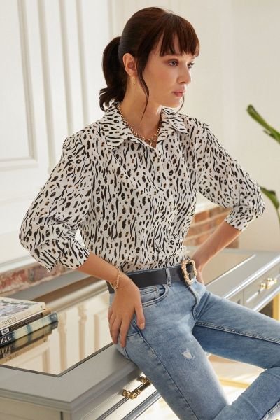 Shırt Ecru-Prınted Nd21674