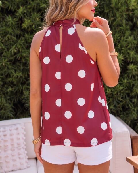 MERLOT-POLKA-DOT BLOUSE XL - MERLOT-POLKA-DOT