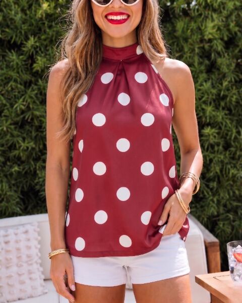 MERLOT-POLKA-DOT BLOUSE XL - MERLOT-POLKA-DOT