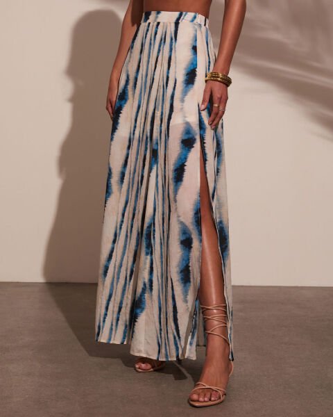 WHITE-NAVY-PRINTED SKIRT