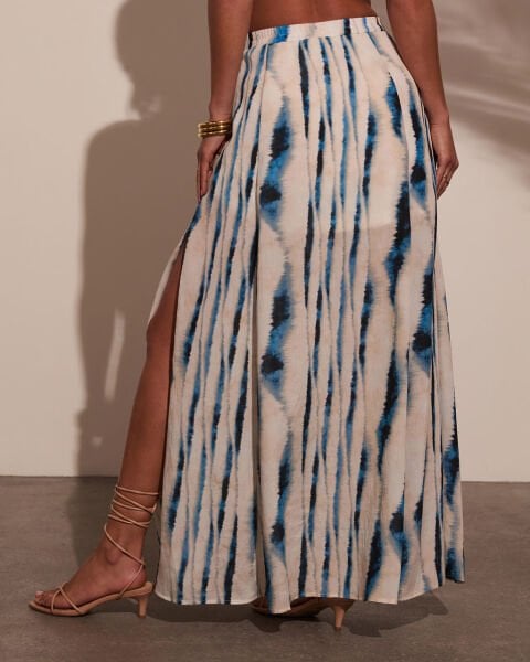 WHITE-NAVY-PRINTED SKIRT
