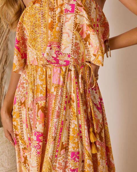 MUSTARD-FLORAL DRESS S - MUSTARD-FLORAL